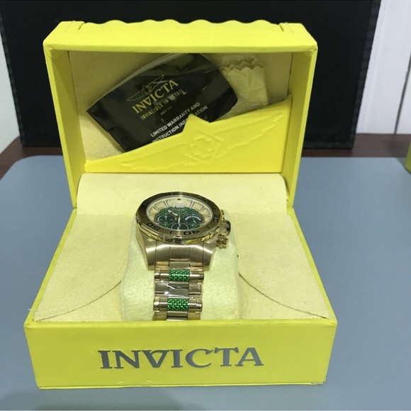 Invicta Men 53mm Speedway Chronograph Green Dial, Gold, Green Tone  Watch - Picture 11 of 12